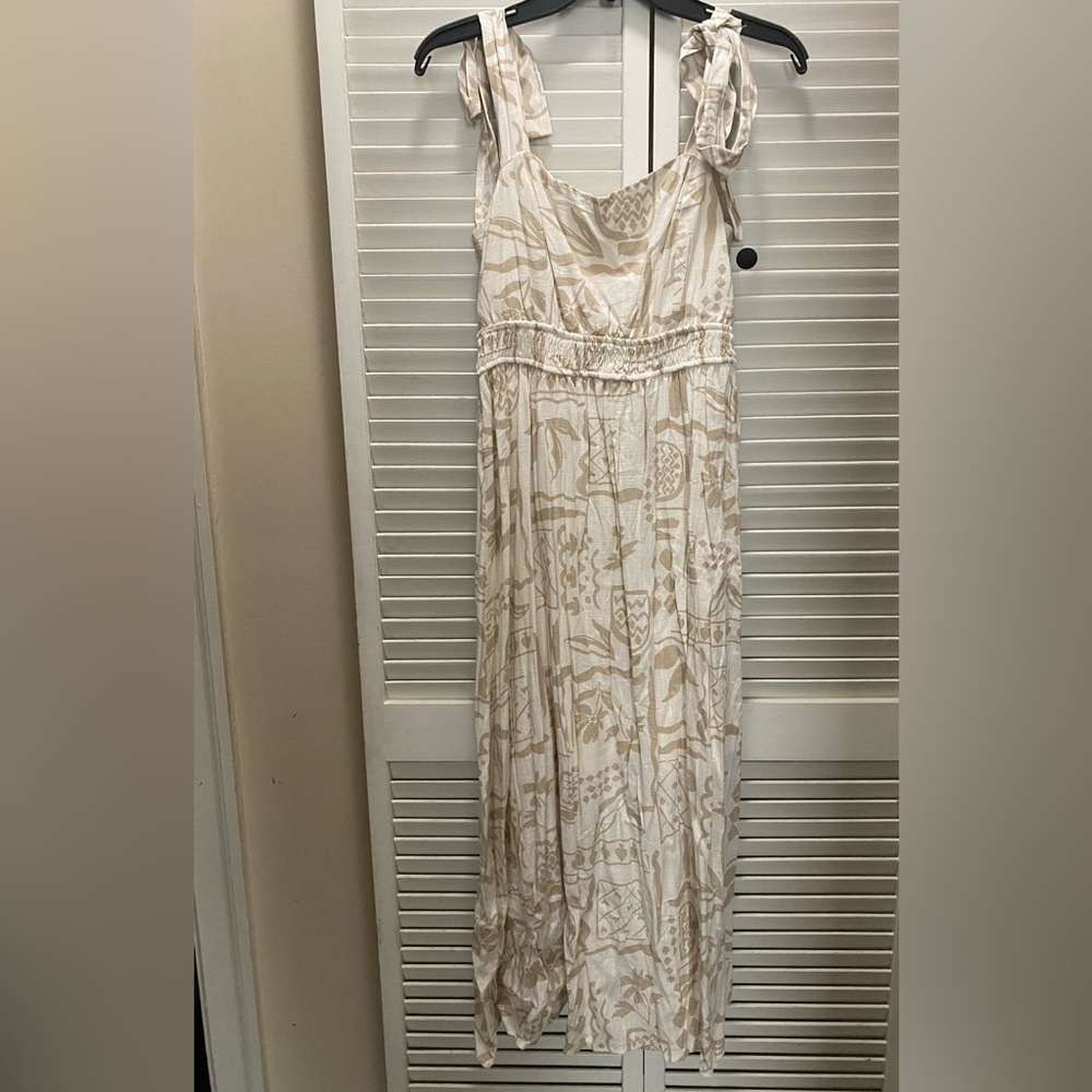 Pink Lily Cream Floral Maxi Dress